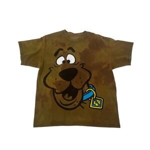 Scooby-Doo Graphic T-Shirt XL Brown Tie Dye Style Vintage Look Cartoon Tee